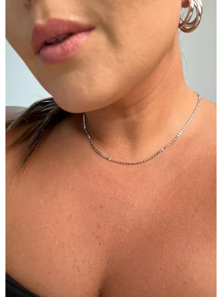 CHOKER CHAPINHAS BANHADO A RODIO BRANCO - Dri Ferreira Semi Joias