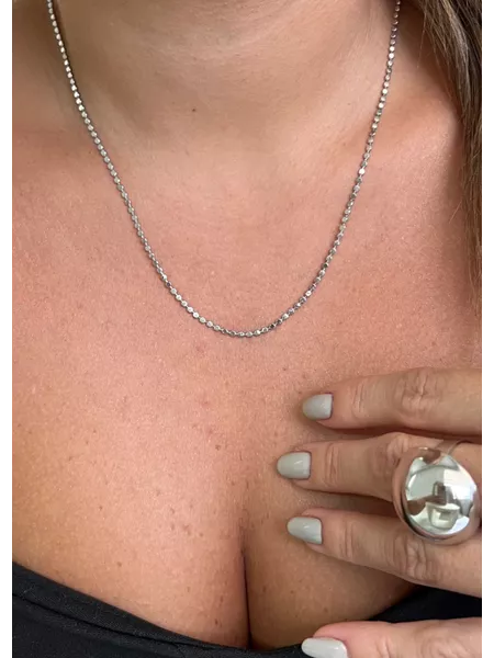 COLAR MEDIO CHAPINHAS BANHADO A RODIO BRANCO - Dri Ferreira Semi Joias