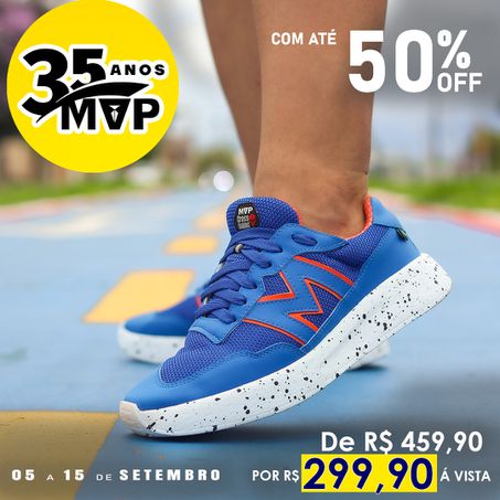 Tênis MVP para treino Xtep Run II - Blue Orange - MVP Fitness - Loja Oficial