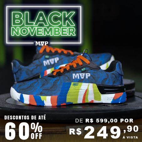 Tênis Preto para Cross 5x5 - Abstract Blue Splash - MVP Fitness - Loja Oficial