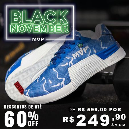Tênis Preto para Cross 5x5 - Abstract Blue White - MVP Fitness - Loja Oficial