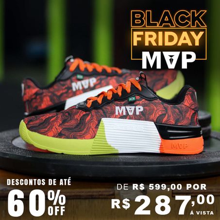 Tênis Preto para Cross 5x5 - Abstract Red Orange - MVP Fitness - Loja Oficial