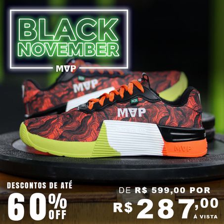 Tênis Preto para Cross 5x5 - Abstract Red Orange - MVP Fitness - Loja Oficial