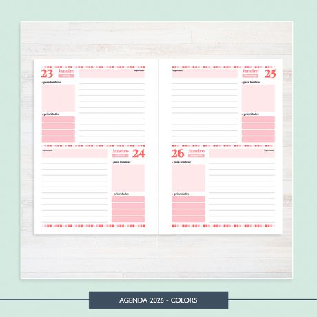 Agenda 2026 - 2 dias - Colors - AGD0004 - Studio Office K