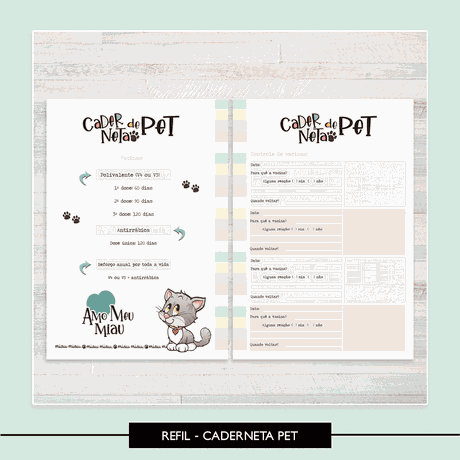 Caderneta Vacina Pet - Gato - PET0002 - Studio Office K