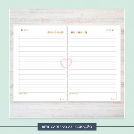 Refil Caderno A5 - Coração - CAD0022 - Studio Office K