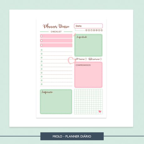 Refil / Miolo - Planner Diário - DPS0012 - Studio Office K