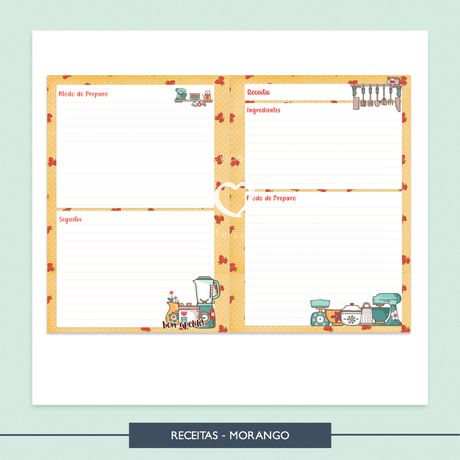 Refil de Receitas - Morango - REC0007 - Studio Office K