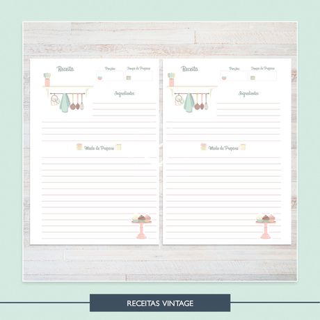 Refil de Receitas * Vintage - REC0004 - Studio Office K