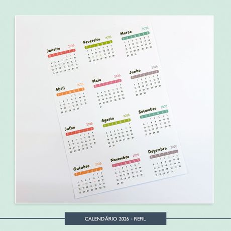 Mini Calendário 2026 - Refil - IMP0011 - Studio Office K