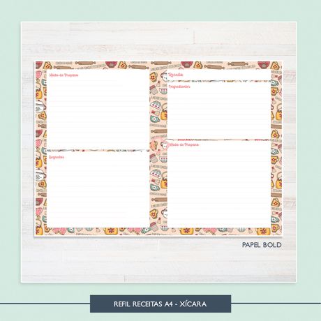 Refil de Receitas A4 * Xícara - REC0010 - Studio Office K