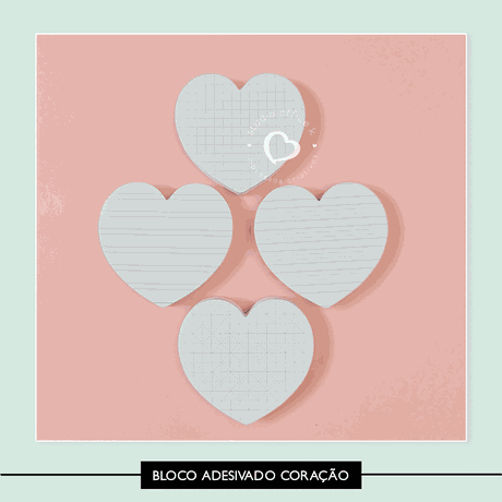 Bloco Adesivado Coracão PB - BLA0004 - Studio Office K