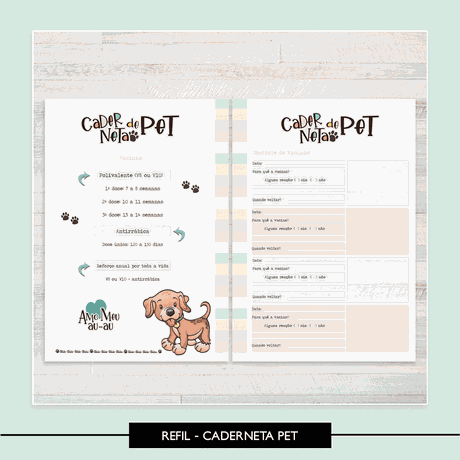 Caderneta Vacina Pet - Cachorro - PET0001 - Studio Office K