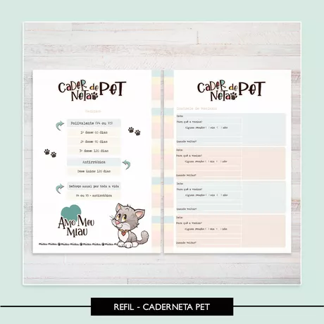 Caderneta Vacina Pet - Gato - PET0002 - Studio Office K