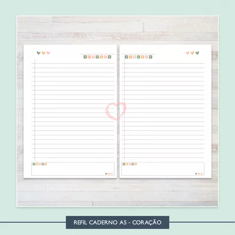 Refil Caderno A5 - Coração - CAD0022 - Studio Office K
