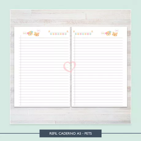 Refil Caderno A5 - Pets - CAD0024 - Studio Office K