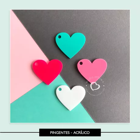 Pingentes Coração Acrílico - PIN00018 - Studio Office K