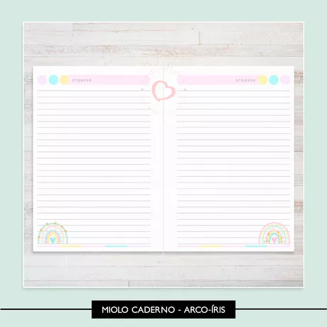 Miolo para Caderno - Arco-Íris - CAD0007 - Studio Office K
