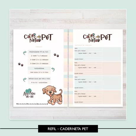 Caderneta Vacina Pet - Cachorro - PET0001 - Studio Office K