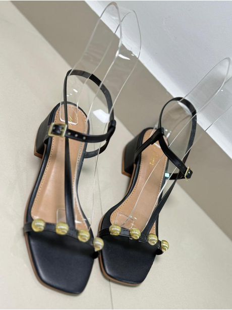  SALTO SANDY BLOCO 4 CM C/ENFEITE - PRETO 