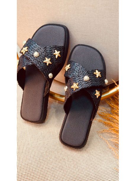 Sandália Flat kaká - Preto