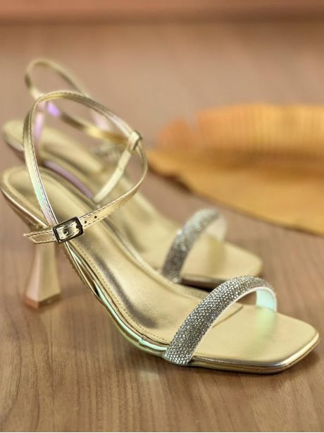 Sandália Salto Pintado Ouro Light