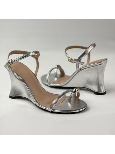 Sandália Anabela Lumiere - Prata- 6cm 