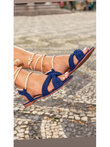 Rasteira Lara Azul -Amarração