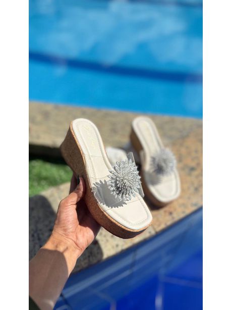 Sandália Anabela Glam Off White