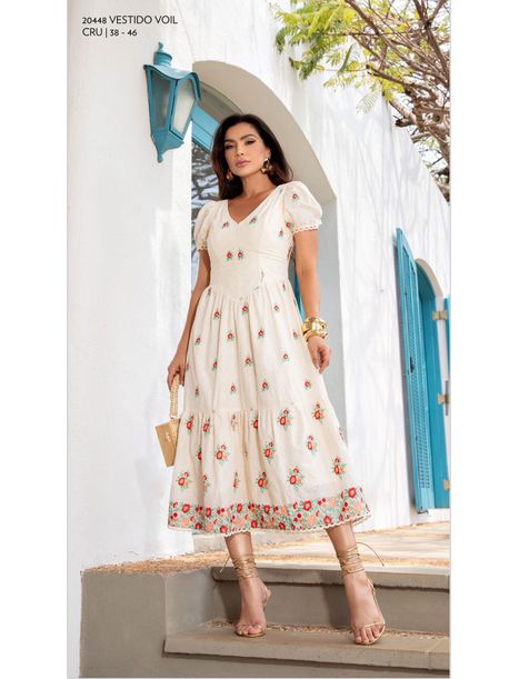 Vestido Voil Bordado Luzia Fazzolli - Emporio Luquetti