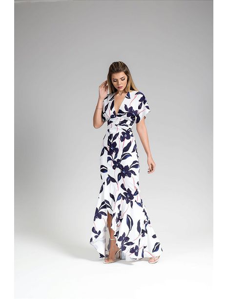 Vestido Floral Crepe Seda Raizz - Emporio Luquetti
