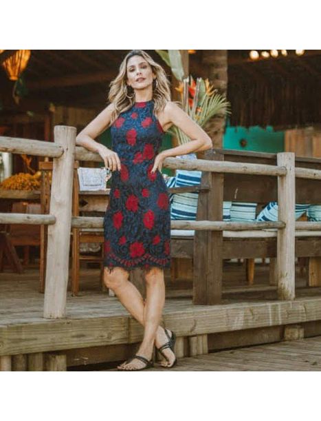 Vestido Renda Preto Floral Rose Le´rizz - Emporio Luquetti