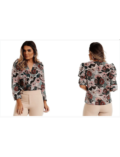 Blusa Seda Floral Eva Bella - Emporio Luquetti