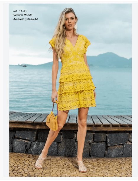 Vestido Renda Amarelo Luzia Fazzolli - Emporio Luquetti