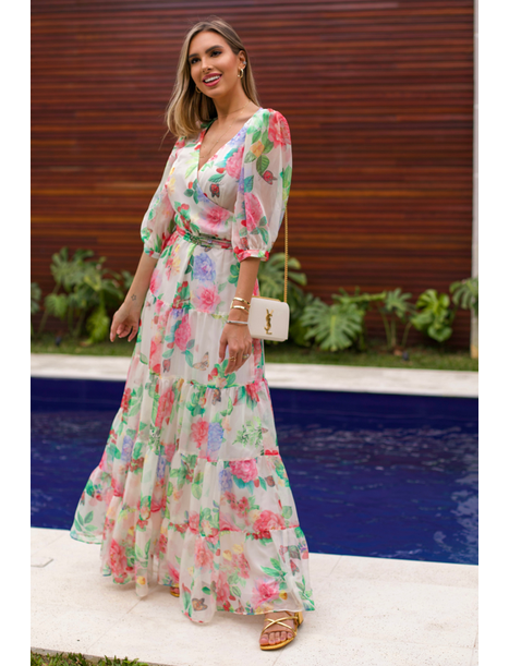 Vestido Chiffon Floral Luzia Fazzolli - Emporio Luquetti