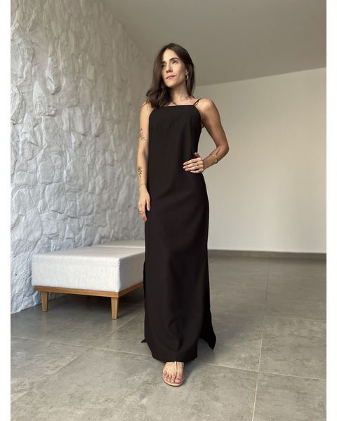 Vestido Longo Reto Preto