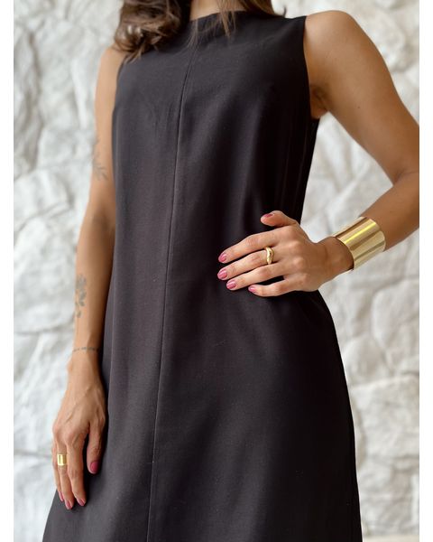 Vestido Longo Minimal Preto