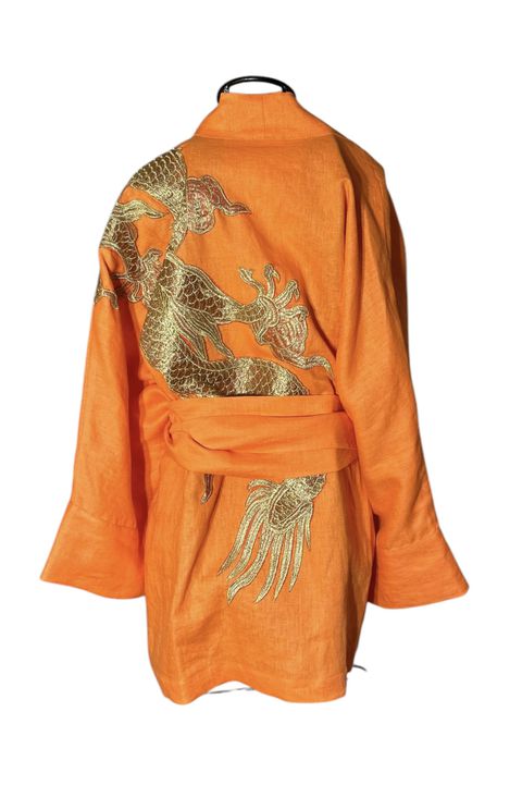 Kimono Oversize Yang Linho Pitanga Abraço do Dragã... - Bo Eugenia Bologna