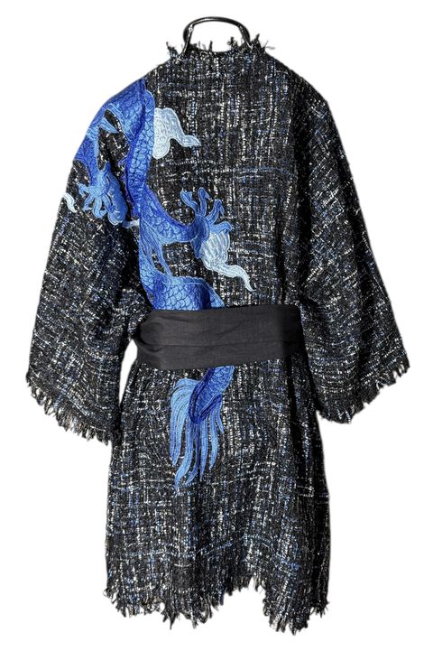 Kimono Yang Tweed Oversize Noite Estrelada Abraço ... - Bo Eugenia Bologna