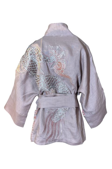 Kimono Yang Tweed e Linho Patchwork Penélope Abraç... - Bo Eugenia Bologna
