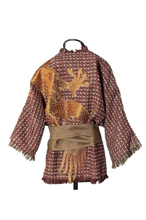 Kimono Yang Tweed Terracota Coleção Terras Abraço ... - Bo Eugenia Bologna