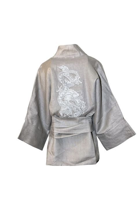 Kimono Yang Linho Fendi Dragão Ancestral Prata - ... - Bo Eugenia Bologna