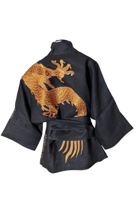 Kimono Yang Tweed e Linho Caminhos1 Abraço do Drag... - Bo Eugenia Bologna