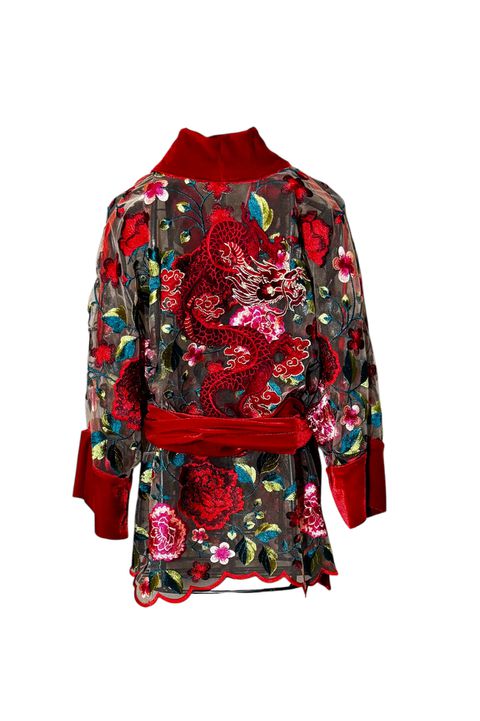 Kimono Yang O Dragão nos Jardins Suspensos Tule R... - Bo Eugenia Bologna