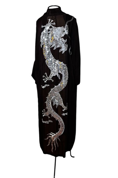 Kimono Tsuki Viscose Preto Dragão do Gelo - 069 - Bo Eugenia Bologna