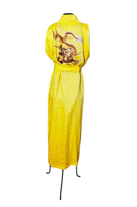 Kimono Yin Linho Amarelo-Canário Dragão Folk1 Ca... - Bo Eugenia Bologna