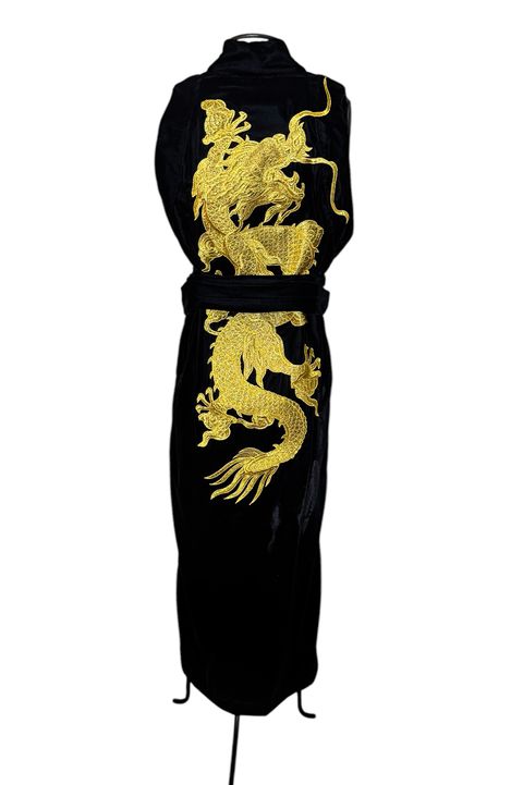 Kimono Xogum Veludo Preto Profundo Dragão Imperia... - Bo Eugenia Bologna