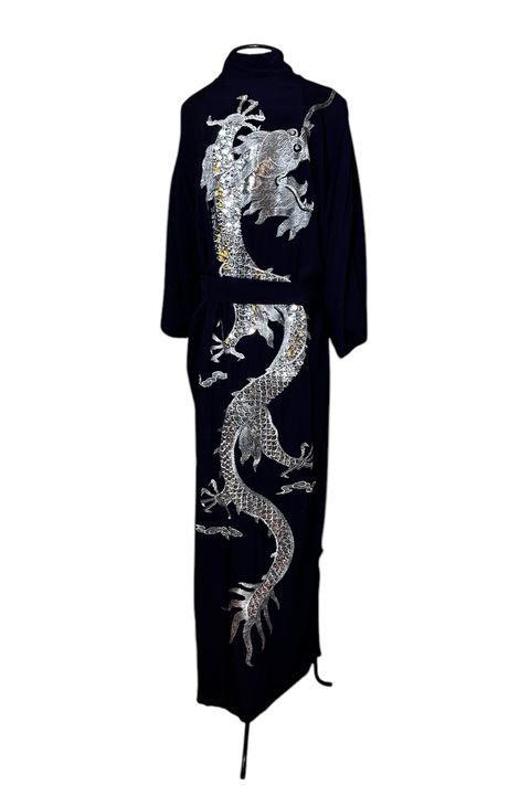 Kimono Tsuki Viscose Azul-Marinho Dragão do Gelo -... - Bo Eugenia Bologna