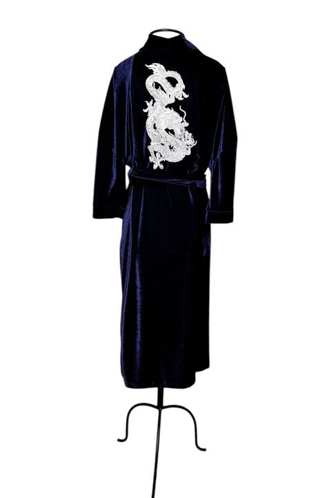 Kimono Yu Veludo Azul-Marinho Dragão Ancestral Pr... - Bo Eugenia Bologna