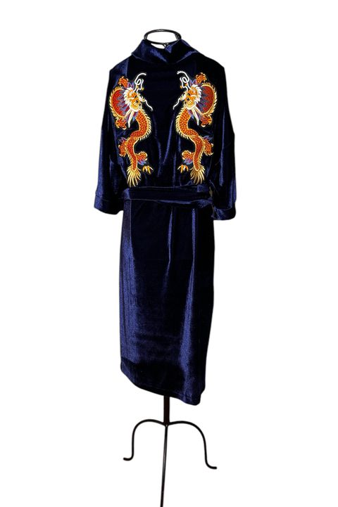 Kimono Yu Veludo Azul-Marinho Dragões Folk3 - 037 - Bo Eugenia Bologna